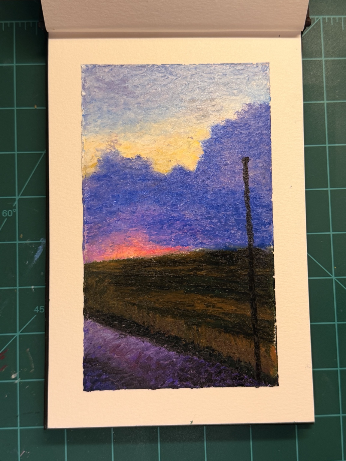 View SOUTH DAKOTA AFTERGLOW, an original oil pastel artwork